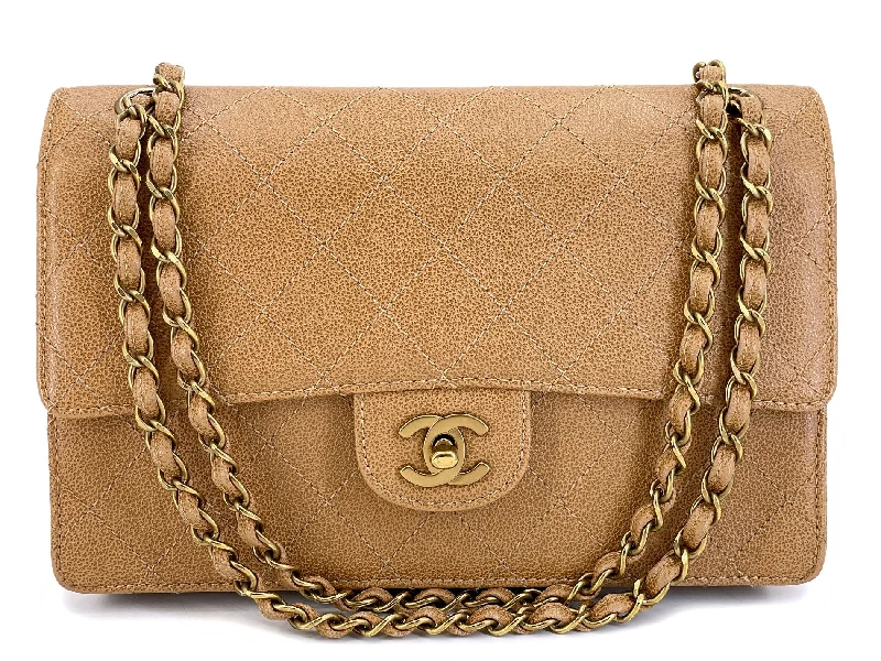 Chanel bags with the perfect balance of luxury and functionalityChanel Vintage Dark Beige Medium Caviar Classic Flap Bag CUC