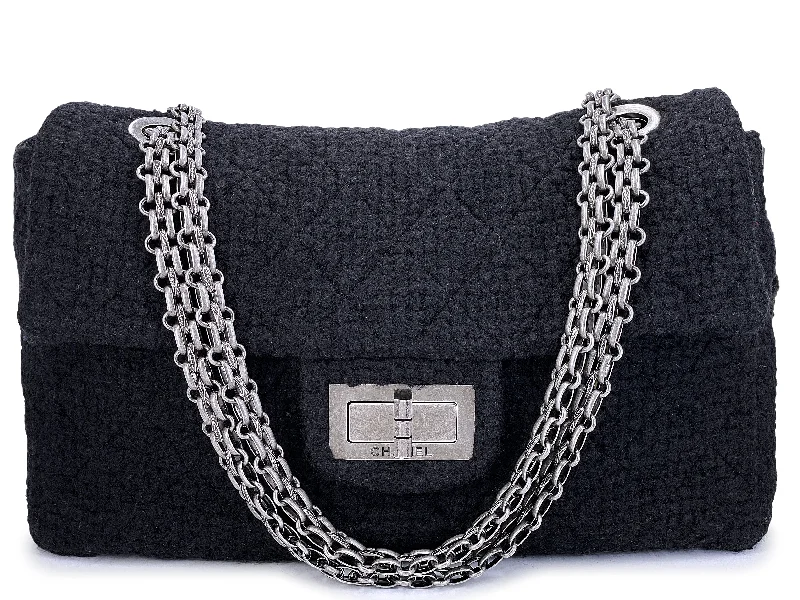 Chanel bags for women who love timeless fashionRare Chanel Black Tweed XXL Supermodel Reissue Flap Bag Weekender RHW 2009 TNR