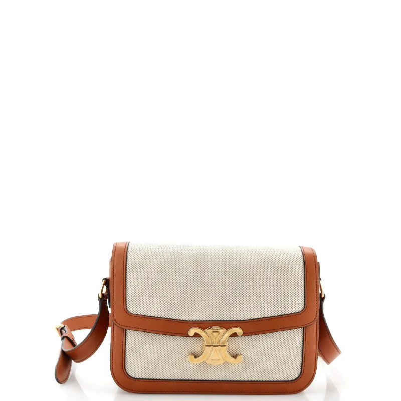 Vintage-inspired handbagsTriomphe Shoulder Bag Canvas with Leather Medium