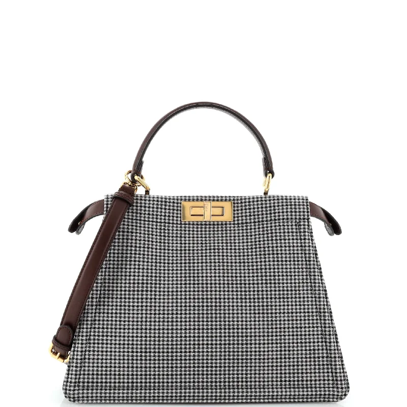 Luxury bags with chain strapsPeekaboo ISeeU Bag Houndstooth Wool Medium