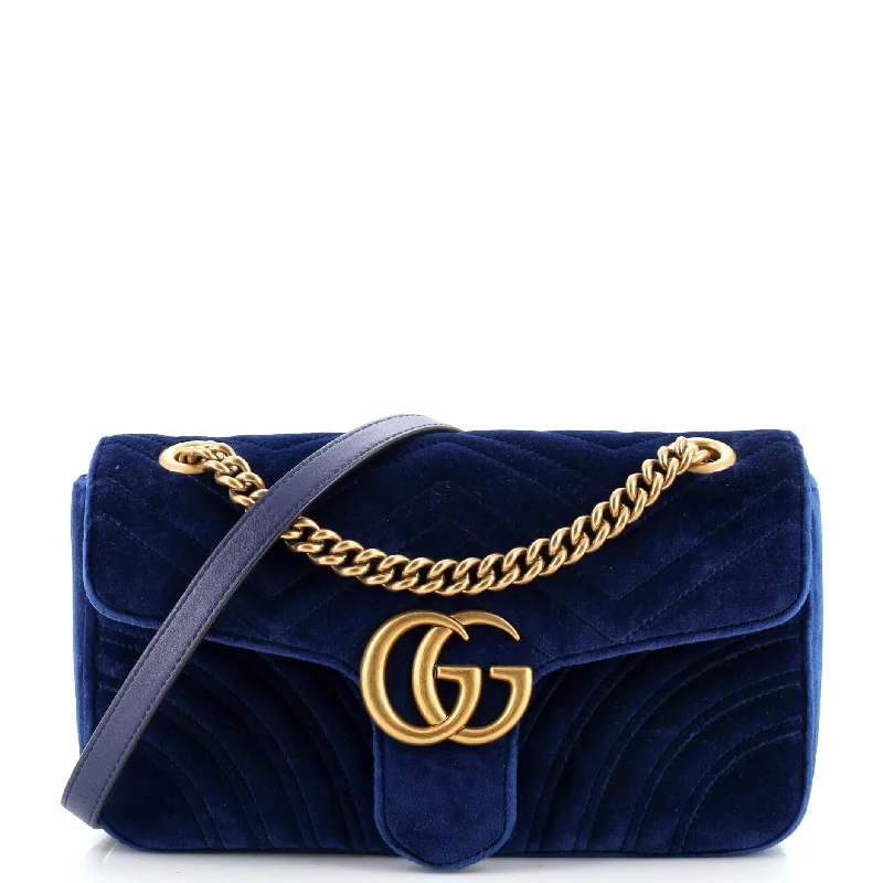 Luxury bags with chain strapsGG Marmont Flap Bag Matelasse Velvet Small