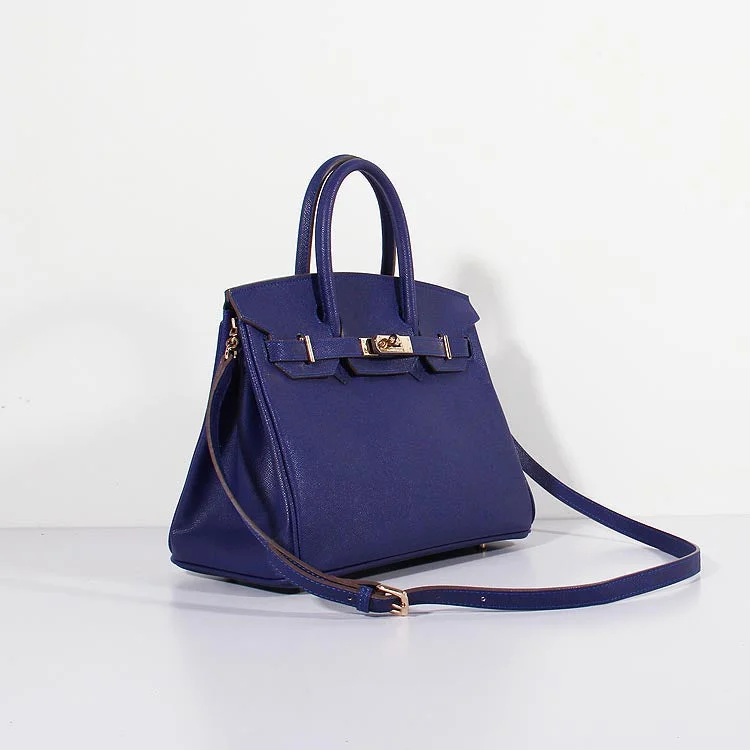 Hermes 30cm Birkin Bag Epsom Leather with Strap Electric Blue Gold