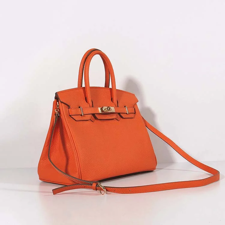 Hermes 30cm Birkin Bag Togo Leather with Strap Orange Gold