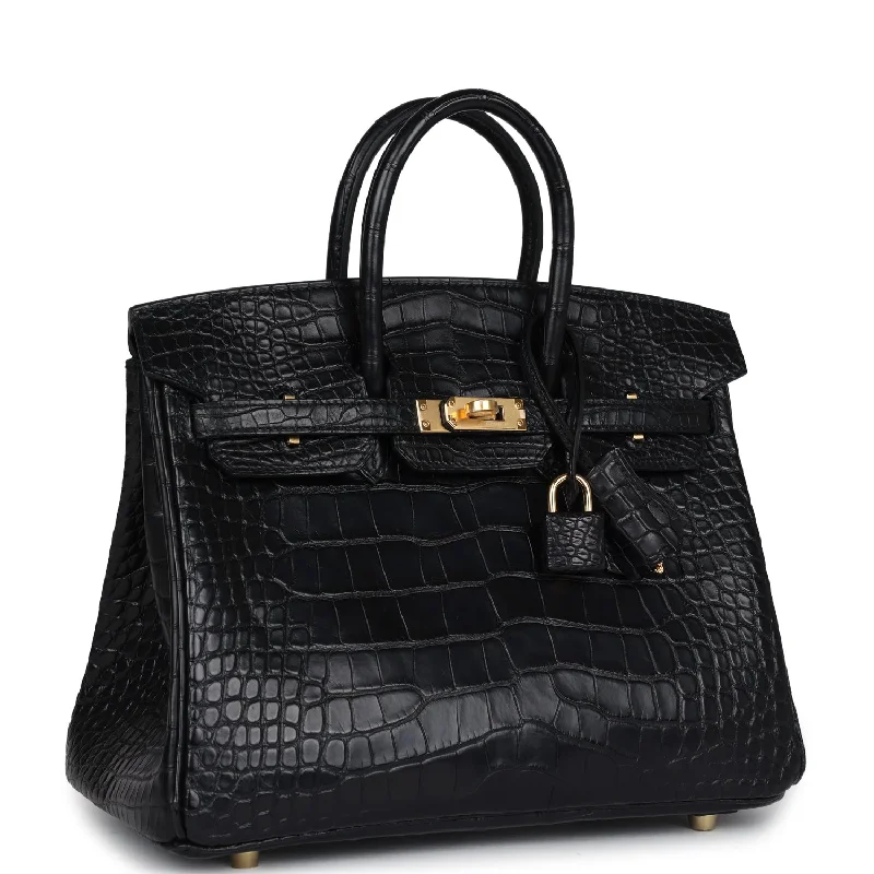 Hermes Birkin 25 Black Matte Alligator Gold Hardware