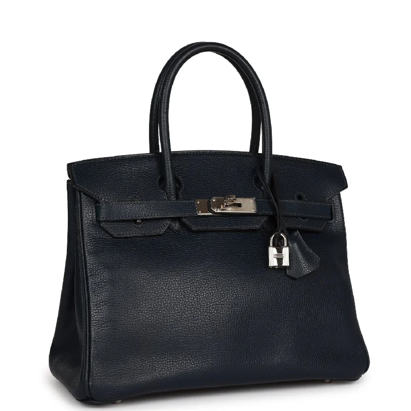 Top Quality Hermes Birkin 30 Bleu Indigo Vache Liegee Palladium Hardware