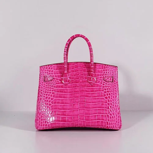 Hermes Birkin 30cm Crocodile Leather Bag With Strap Rose Gold