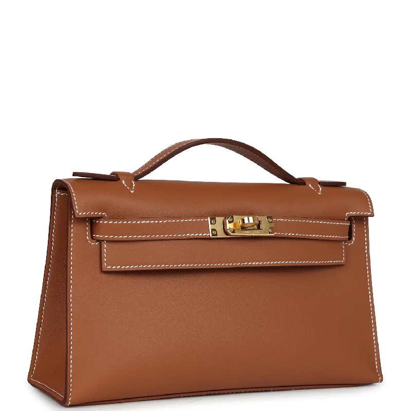 Hermes Kelly Pochette Gold Swift Gold Hardware