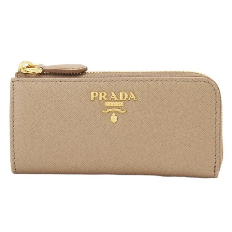 Ladies Prada Re - Edizione 2005 bags in a pastel color for a soft lookPrada Cammeo Saffiano Leather Key Holder Pouch Wallet 1PP026